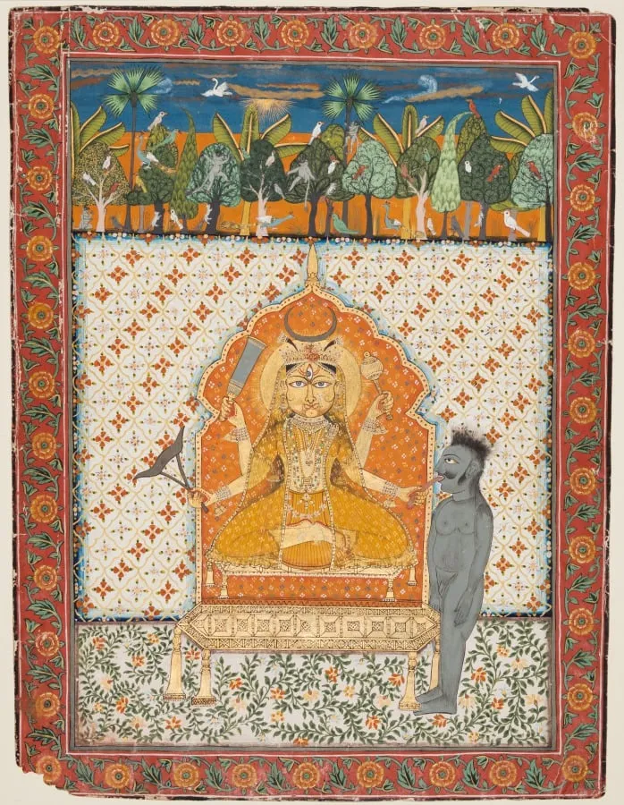 Devi Enshrined and Holding the Tongue of a Demon, by Unknown, unspecified, 1725
