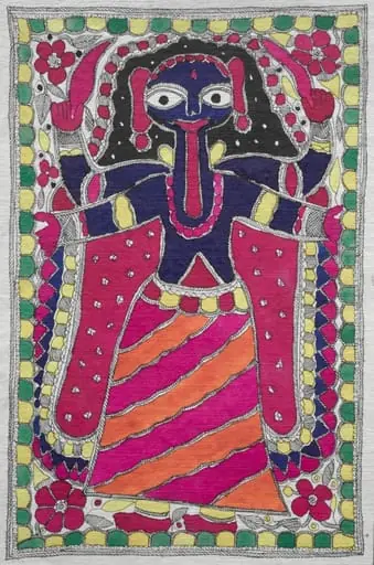 Devotional painting (female figure), by Unknown