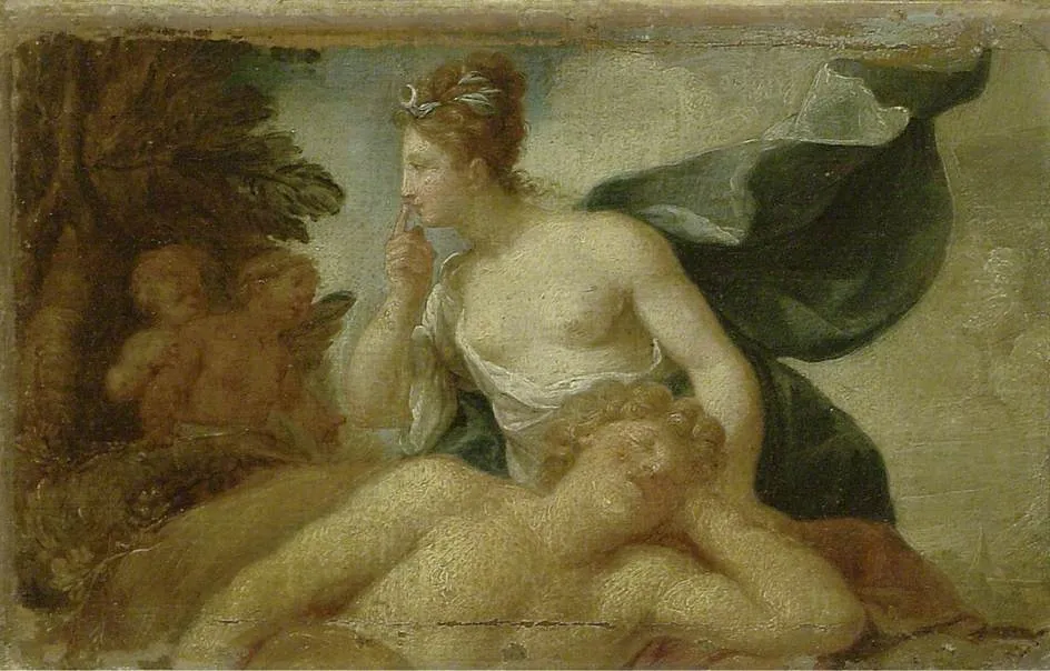 Diana and Endymion, by Unknown, oil, 1735