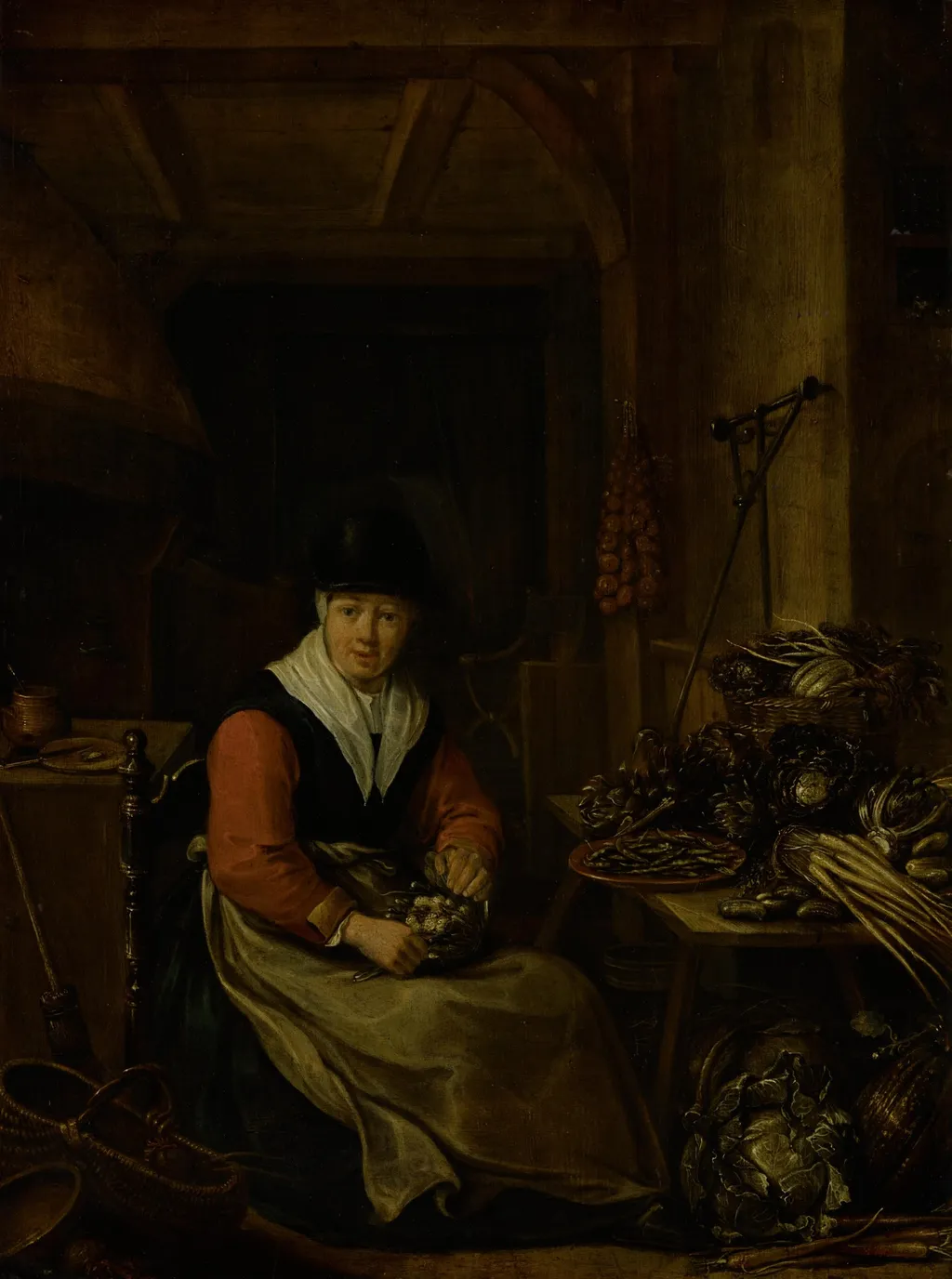 Die Köchin, by Unknown, paint, 1650