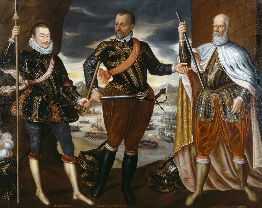 Die Sieger der Seeschlacht von Lepanto 1571, by Unknown