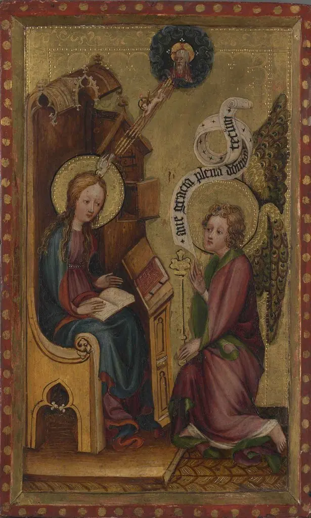 Die Verkündigung an Maria Rückseite: Teil einer Anbetung der Könige, by Unknown