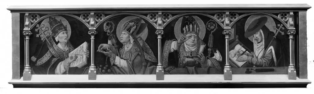 Die vier Kirchenväter Gregor, Ambrosius, Augustinus und Hieronymus, by Unknown