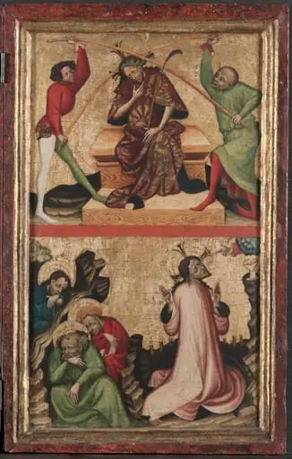 Diptych with the Passion of Christ (right wing): Crowning with Thorns and Agony on the Garden, by Unknown