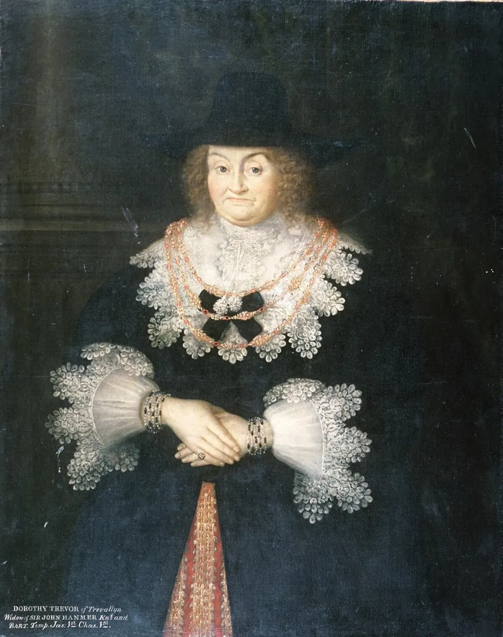 Dorothy Trevor of Trevallyn, by Unknown, oil, 1600