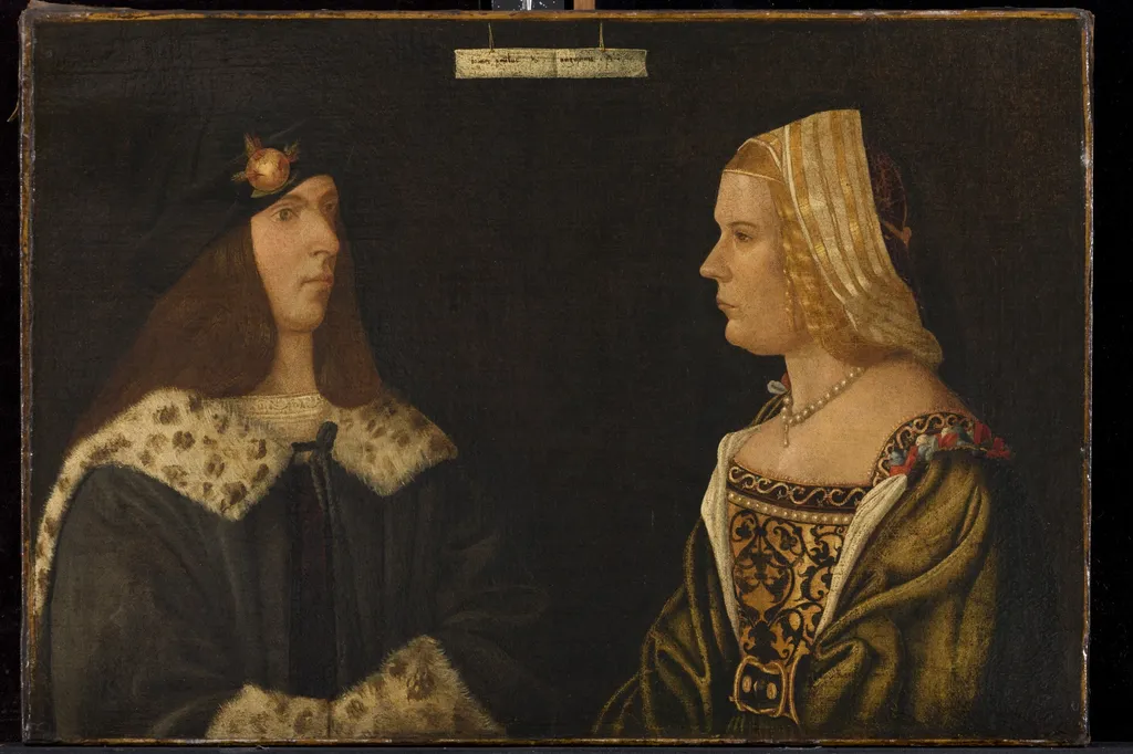 Double Portrait of a Young Man and Young Woman, by Unknown, oil, 1520