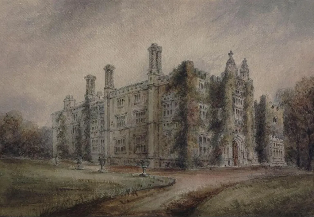 Drakelow Hall, by Unknown, watercolor, 1870