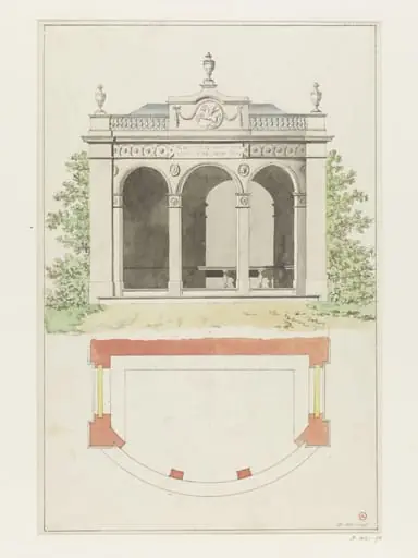 Drawing of a pavilion, by Unknown