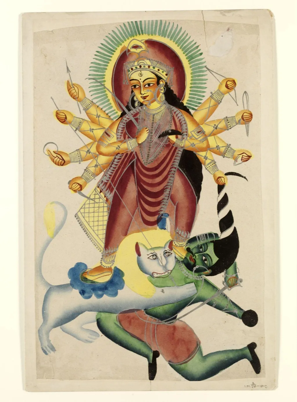 Durga and Mahishasura, by Unknown, paint, 1855