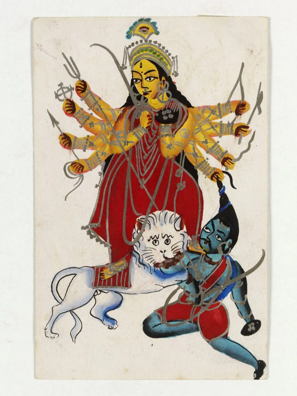 Durga and Mahishasura, by Unknown, paint, 1890