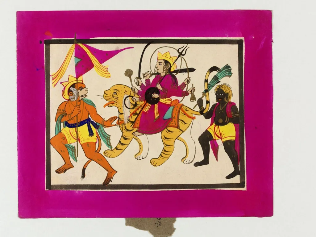 Durga, Hanuman and Shiva, by Unknown, paint, 1850