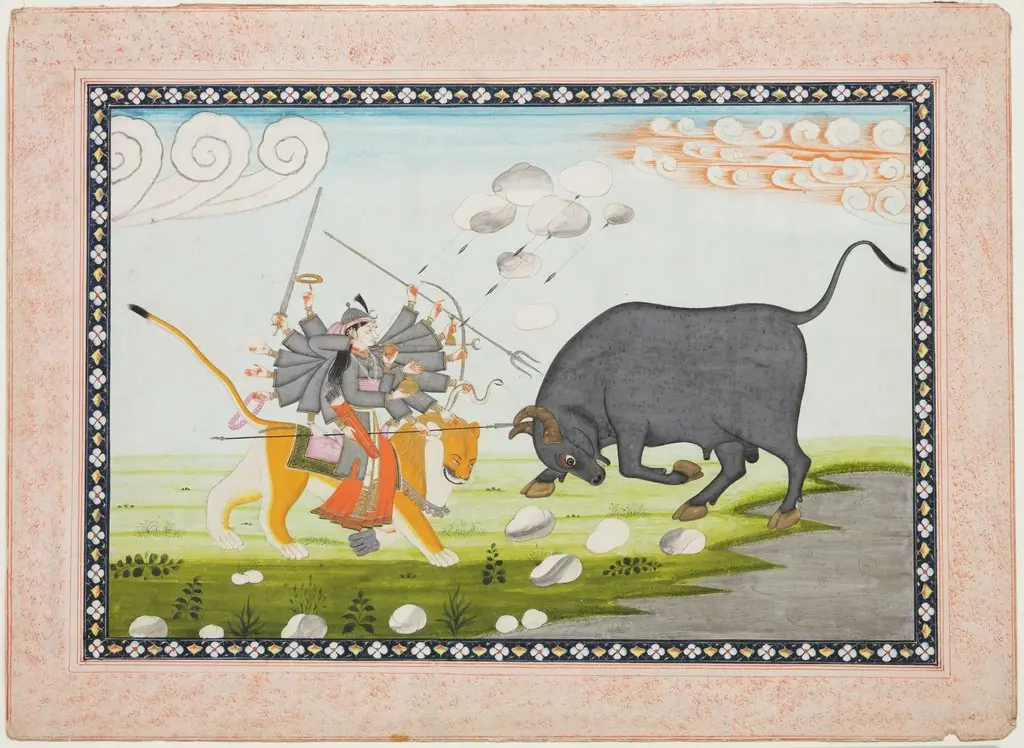 Durga in Combat with the Bull, Mahishasura, by Unknown