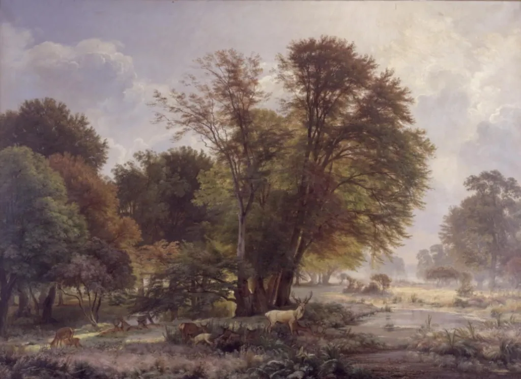 Efterårsmorgen i Jægersborg Dyrehave, by Unknown, 1866