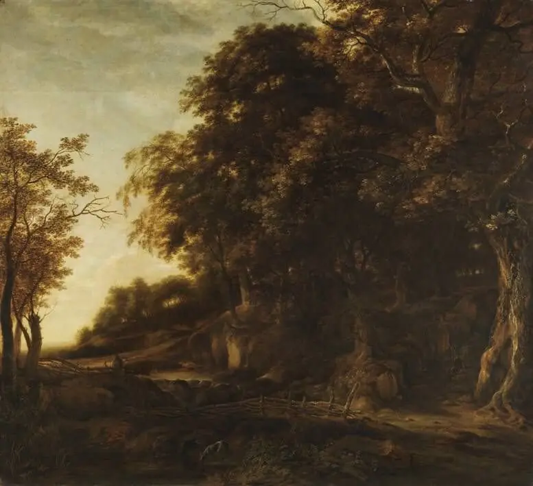 Eichenwald mit Jäger, by Unknown
