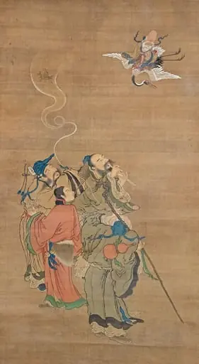 八仙図|Eight Daoist Immortals Welcoming Jurōjin, by Unknown, 1649