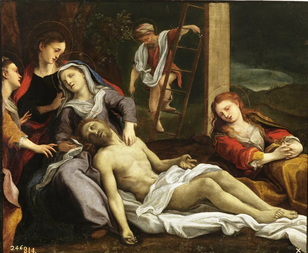 El Descendimiento o La Quinta Angustia, by Unknown, oil, 1540