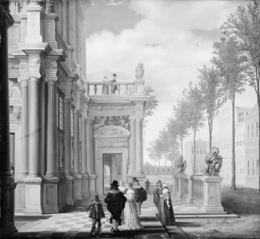 Elegant Company in Front of a Palace, by Unknown
