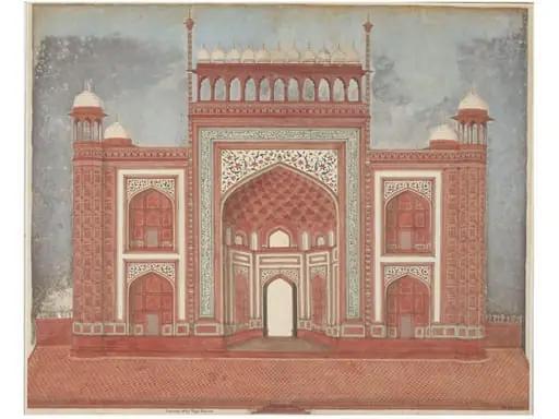 Elevation of the great gateway of the garden court of the Taj Mahal., by Unknown