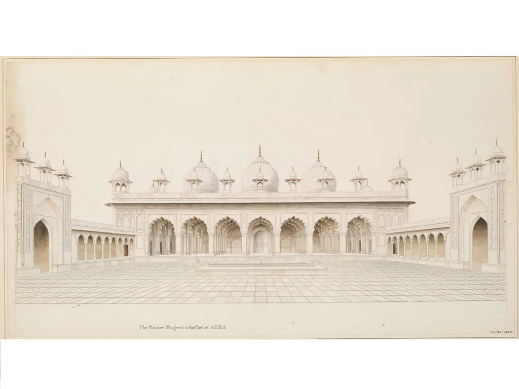 Elevation of the Moti Masjid (Pearl Mosque), Agra, by Unknown, 1819