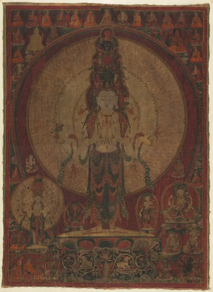 Eleven-Headed, Thousand-Armed Bodhisattva of Compassion (Avalokiteshvara), by Unknown, 1500