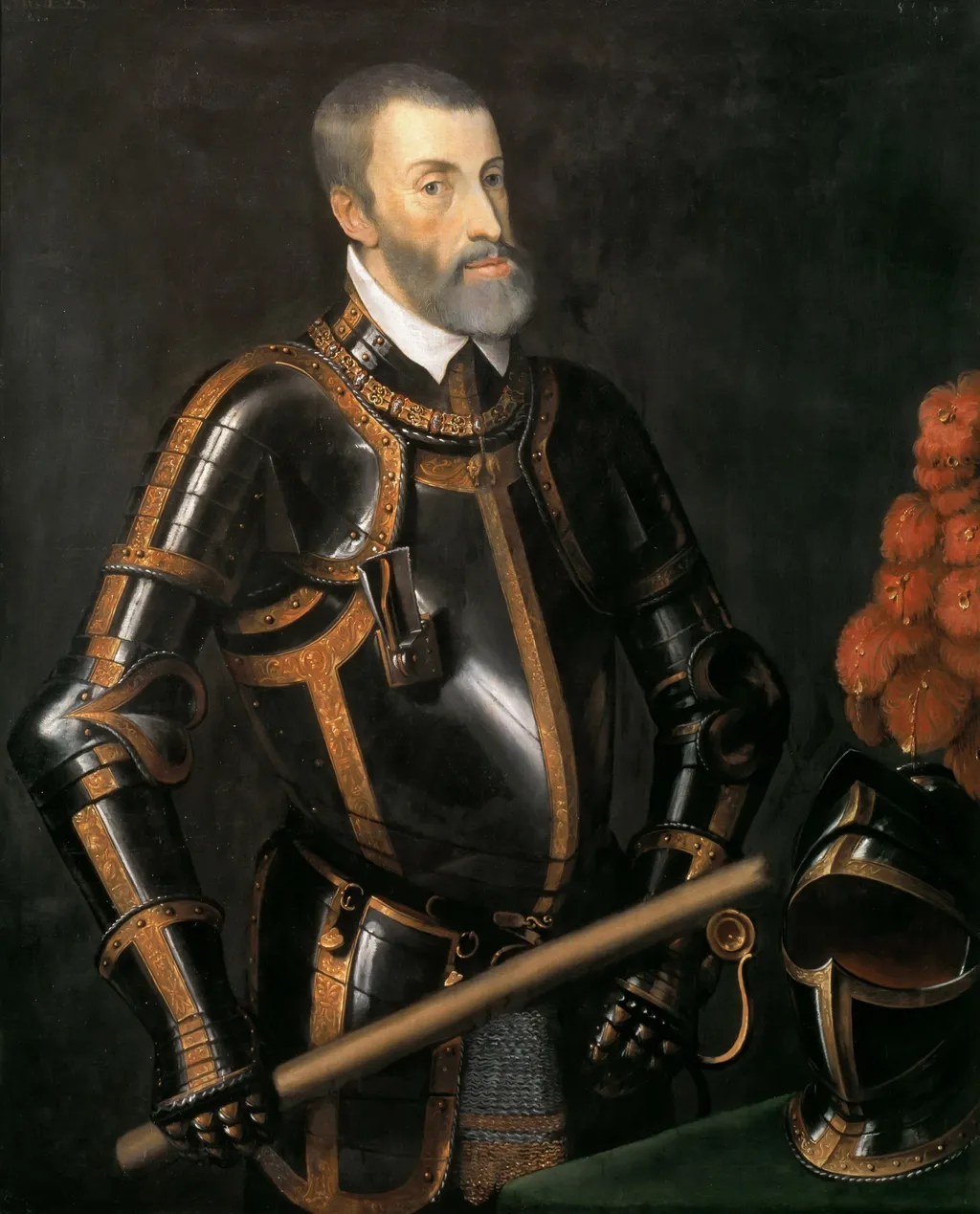Emperor Charles V in armour, by Unknown, unspecified, 1550