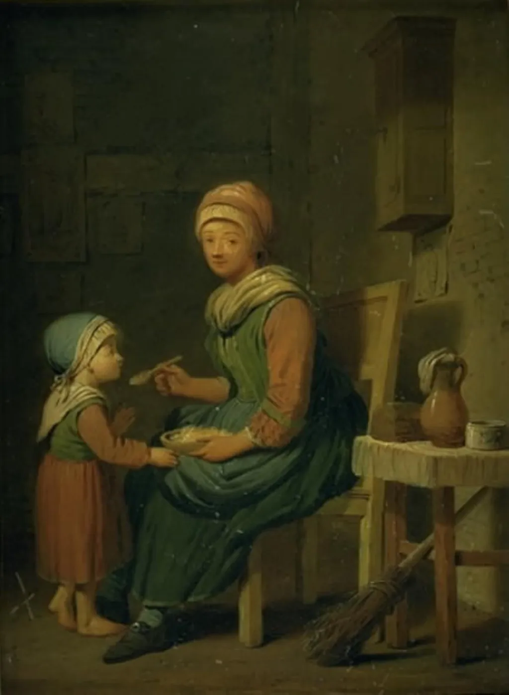 En bondekone, som giver sin datter noget at spise, by Unknown, 1781
