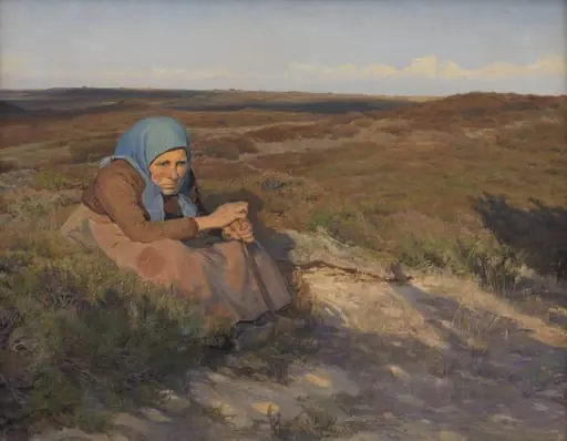 En gammel kone "Bette Dorte" på heden, by Unknown