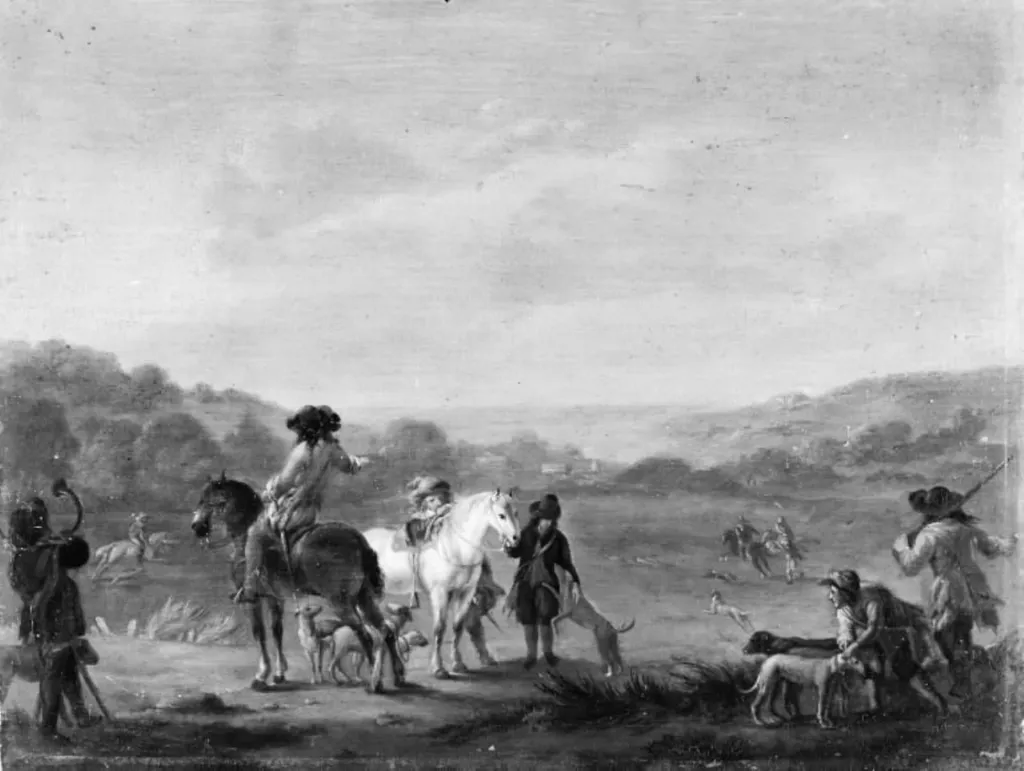 En harejagt, by Unknown, 1734