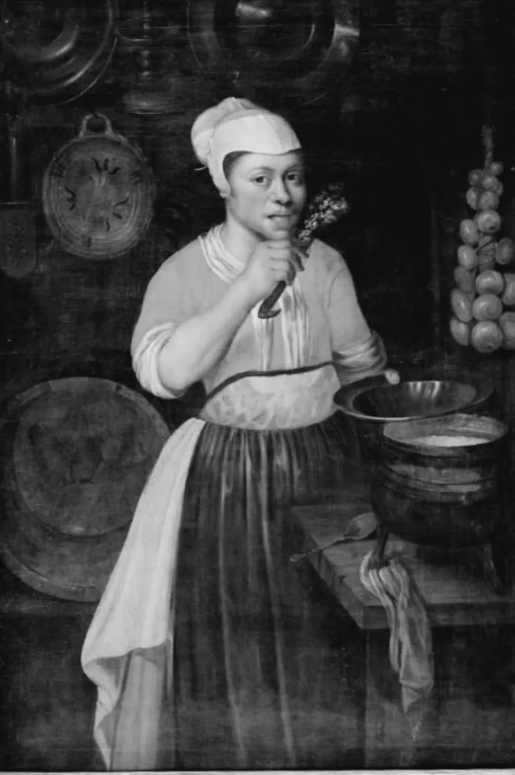 En kokkepige med en slev i hånden, by Unknown, 1750