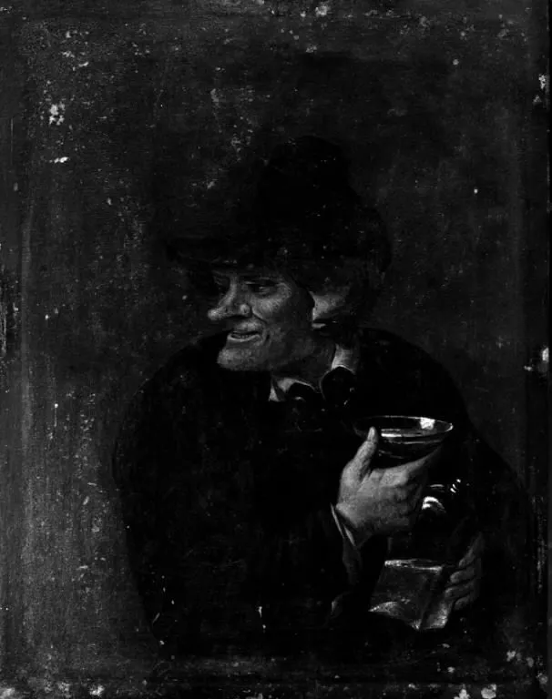 En mand med flaske og skål, by Unknown, unspecified, 1850