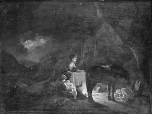 En rejsende til hest ved nattetid, by Unknown