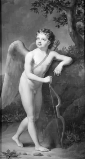 En stående amor i et landskab, by Unknown