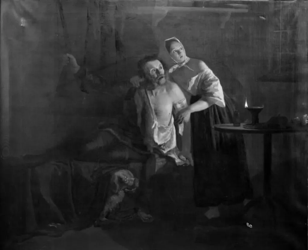 En vildttyv og hans datter forskrækkes af skovvogterne ved nat, by Unknown, 1836
