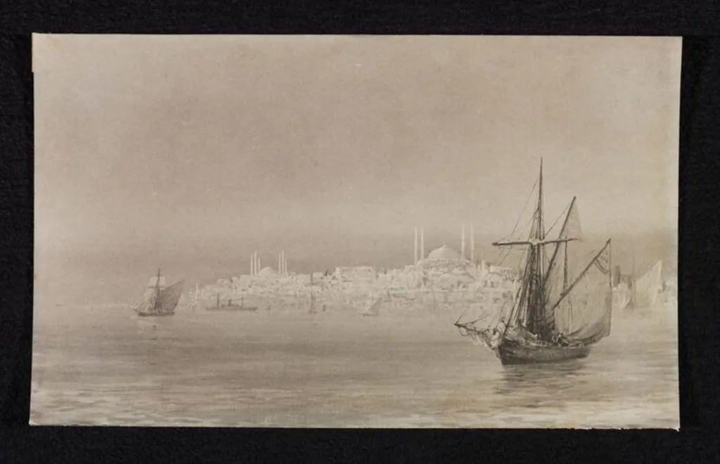Entrance to the Golden Horn, Constantinople, by Unknown, watercolor, 1900
