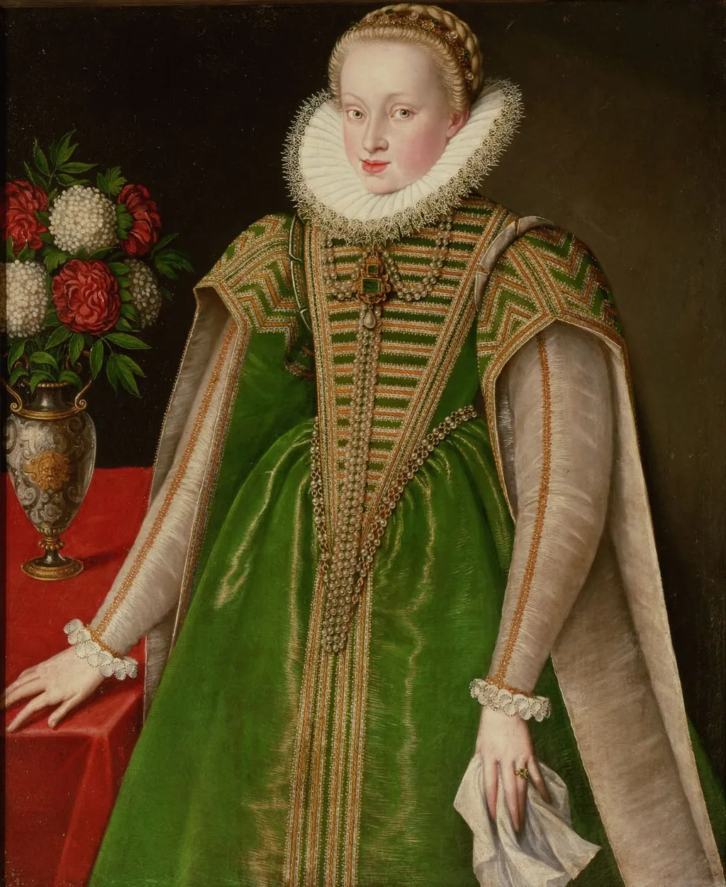 Erzherzogin Maria Christierna (1574-1621) in grünem Gewand, Kniestück, by Unknown, oil, 1596