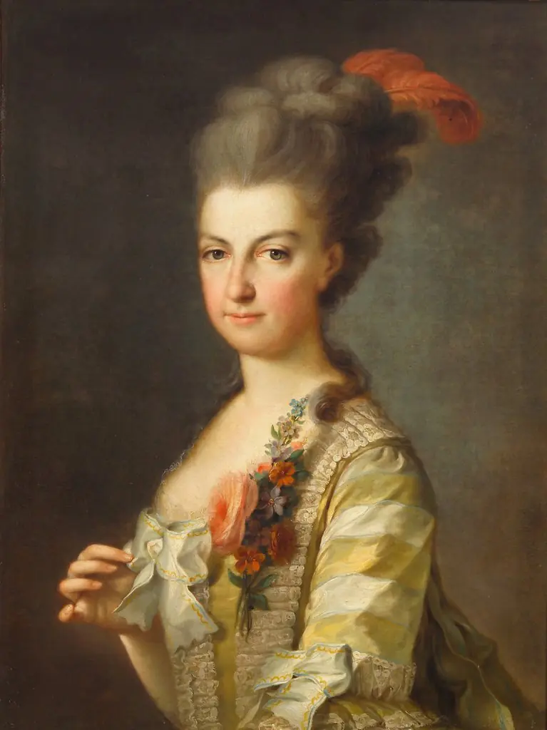 Erzherzogin Maria Christine (1742-1798), Herzogin von Sachsen - Teschen, in gestreiftem Seidenkleid, Halbfigur, by Unknown