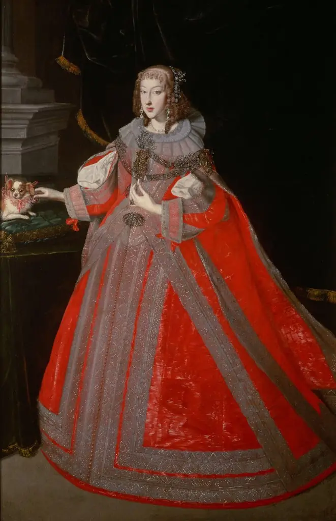 Erzherzogin Maria Leopoldine (1632-1649), 2. Gemahlin von Ferdinand III., mit einem Schoßhündchen, by Unknown