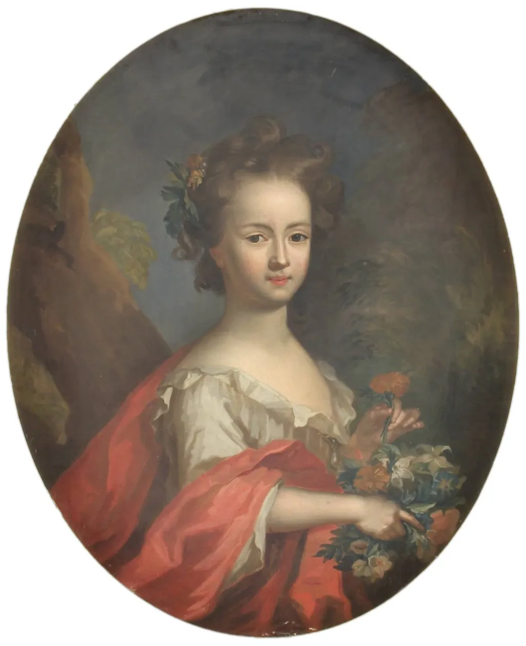 Et barn med blomster, by Unknown, 1750