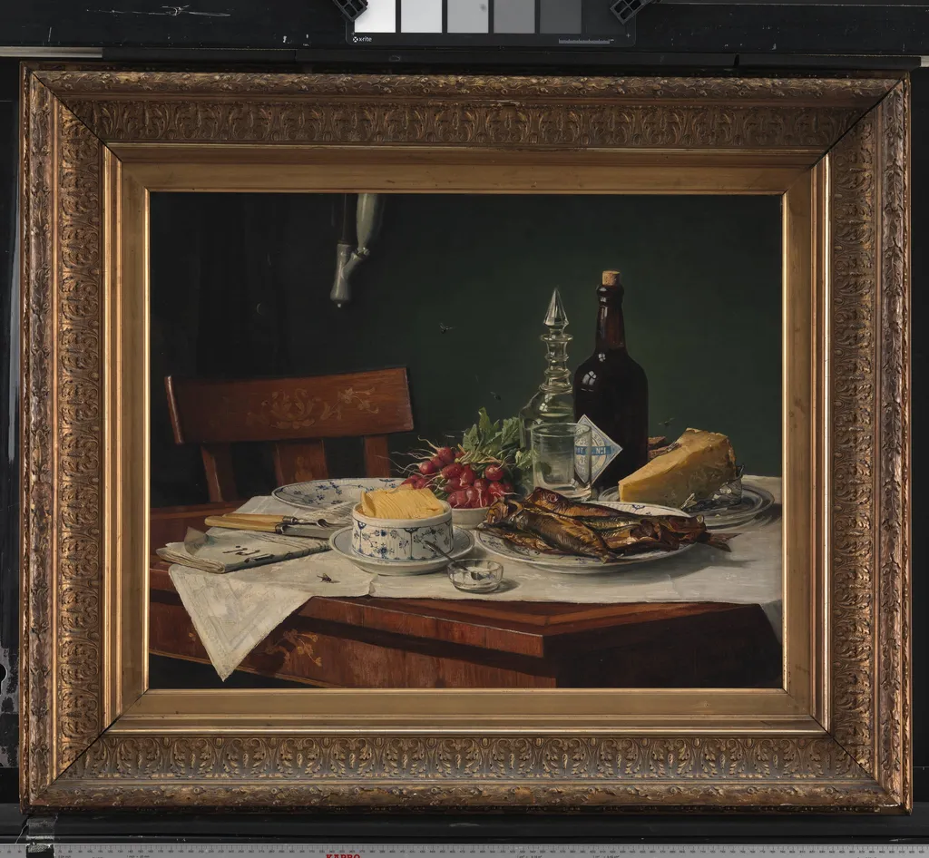 Et frokostbord, by Unknown, 1884