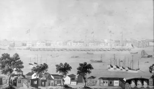 Et prospekt af de europæiske factorier i Canton, by Unknown
