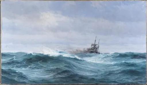 Et skib i storm på Atlanterhavet, by Unknown