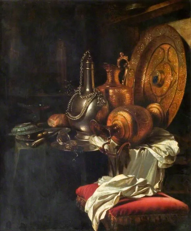 Ewers, Basins and a Pilgrim Flask, by Unknown, oil