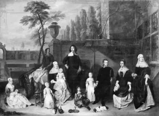 Family Group on a Garden Terrace, by Unknown