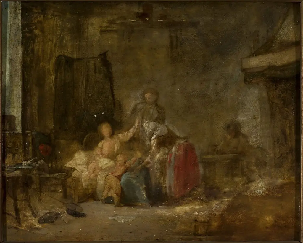 Family scene, by Unknown