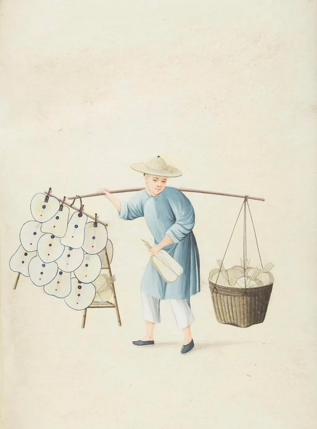 Fan-seller, by Unknown, watercolor, 1800