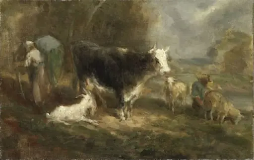Farmyard with Cattle, by Unknown