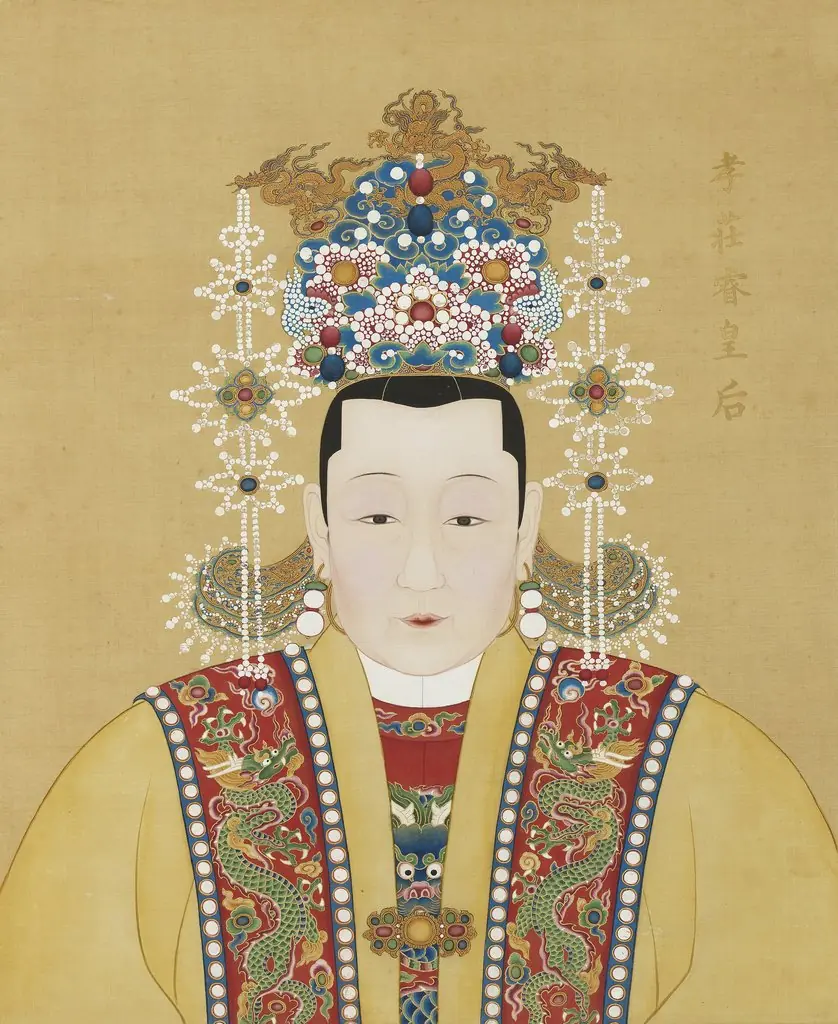 明代帝后半身像册(一)-孝庄睿皇后, by Unknown
