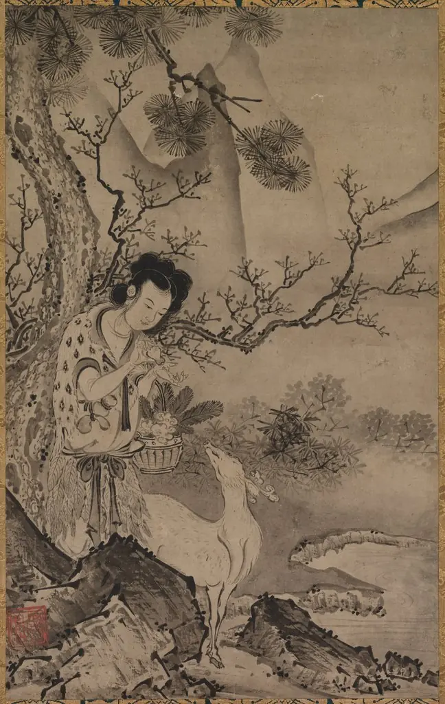 Female Daoist Figure in Landscape, by Unknown