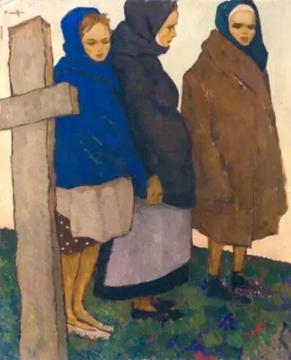 Femei în cimitir (Postmortem), by Unknown