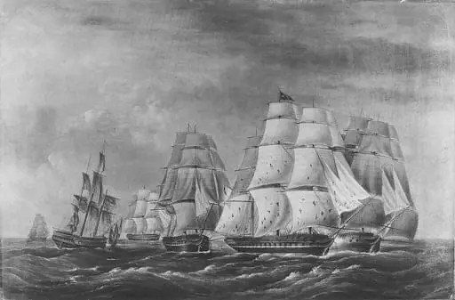 Fight Between the U.S. Frigate President and H.B.M. Endymion, January 15, 1814, by Unknown